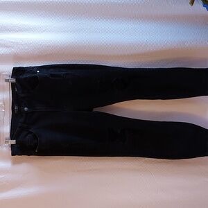 Judy Blue Women's Jeans Boyfriend Fit Black Distressed Ankle Raw Hem 14W